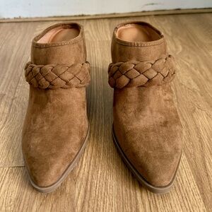 Universal Thread Cognac Suede Mules with Braided Strap